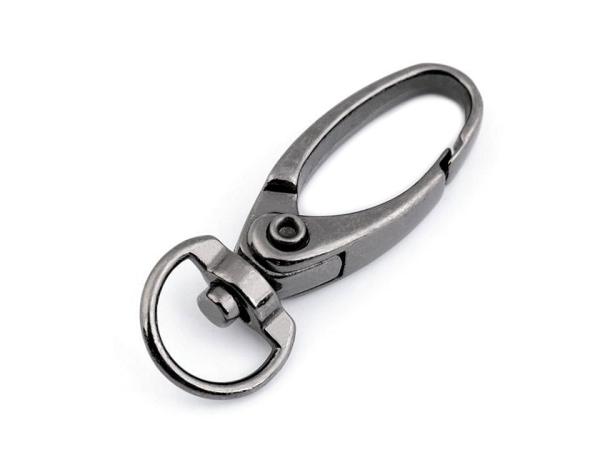 Metall Karabiner mit 10mm Fädelloch Nickel Schwarz